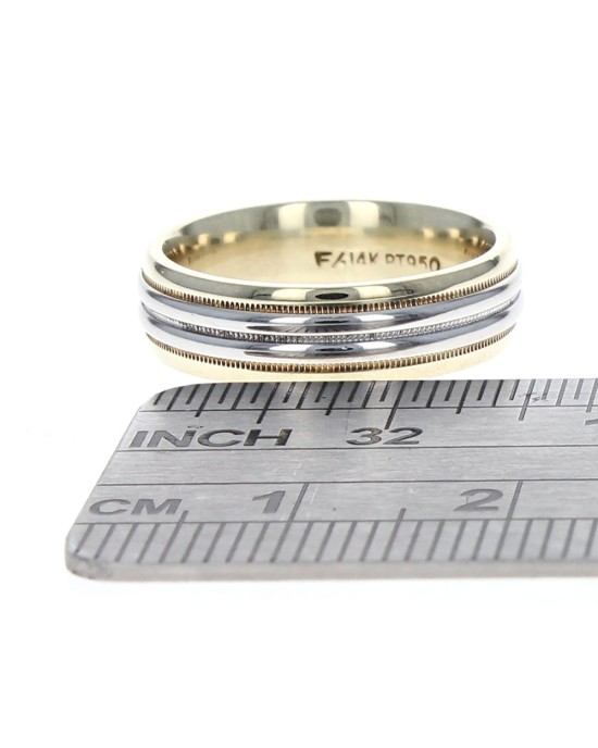 Grooved Milgrain Band in Platinum and Gold